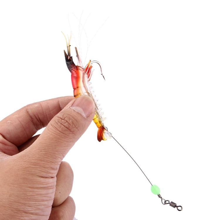 Luminous Shrimp Shape Fishing Lures Artificial Fishing Bait with Hook, Length: 7cm, Yellow Red