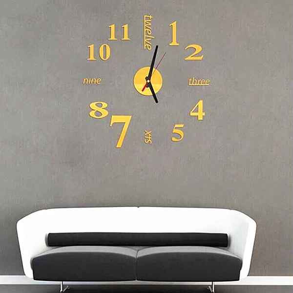 Lovelife WC37130 Acrylic English Digital DIY Stereo Wall Clock Wall Stick Clock