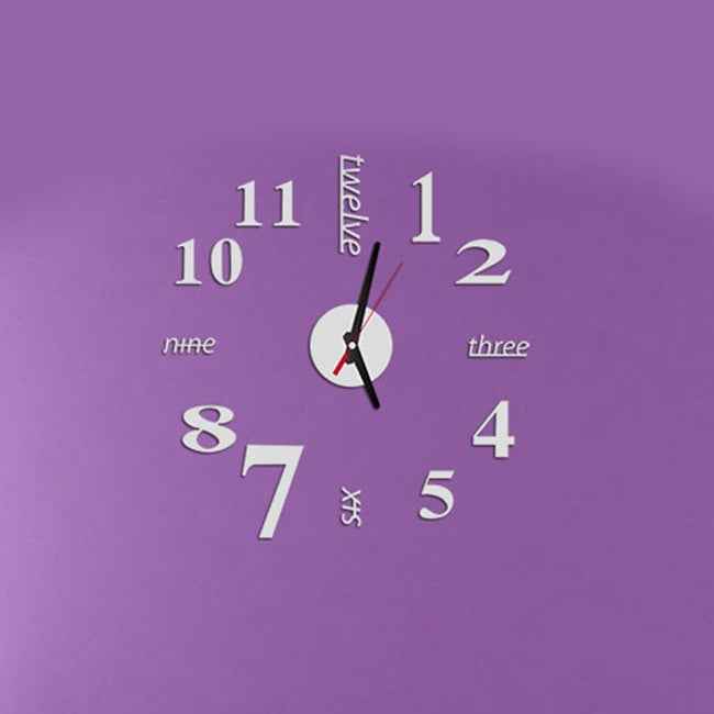 Lovelife WC37130 Acrylic English Digital DIY Stereo Wall Clock Wall Stick Clock