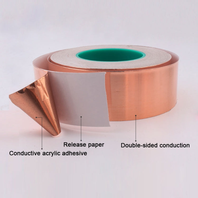 Pure Copper Double-sided Conductive Copper Foil Tape Signal Masking Tape, Size: 20m x 50mm, Size: 20m x 50mm