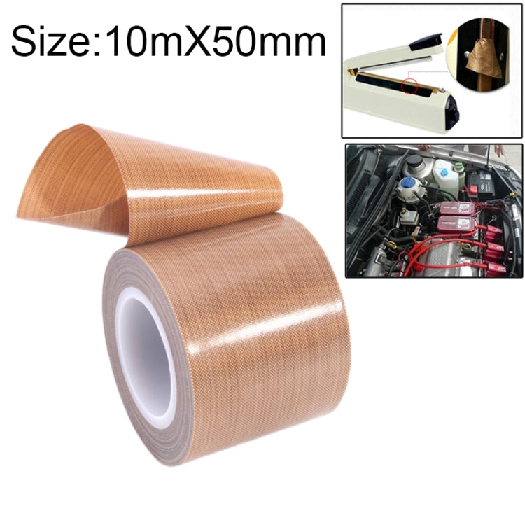 Teflon High Temperature Resistant Cloth Tape Sealing Machine Heat Insulation Tape, Size: 10m x 50mm, Size: 10m x 50mm