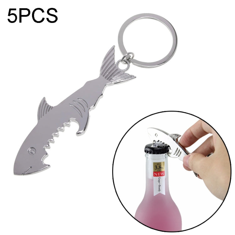 5 PCS Multi-function Shark Bottle Opener Key Chain Car Key Pendant, Size: 13.5x3cm, Shark shape