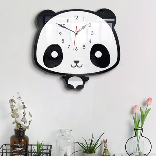 Reloj de pared acrílico con diseño de panda, ideal para decorar el dormitorio, la oficina o el hogar.
