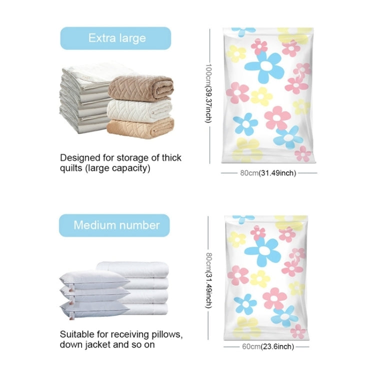 11 PCS Space Saving Sunflowers Pattern Vacuum Storage Bag, Thinken Quilts Clothing Vacuum Seal Storage Bag with a Hand Pump, Including: 3 PCS 80*100 cm,2 PCS 60*80 cm, 3 PCS 50*70 cm, 2 PCS 40*60 cm