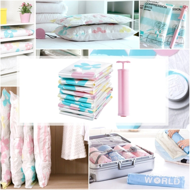 11 PCS Space Saving Sunflowers Pattern Vacuum Storage Bag, Thinken Quilts Clothing Vacuum Seal Storage Bag with a Hand Pump, Including: 3 PCS 80*100 cm,2 PCS 60*80 cm, 3 PCS 50*70 cm, 2 PCS 40*60 cm