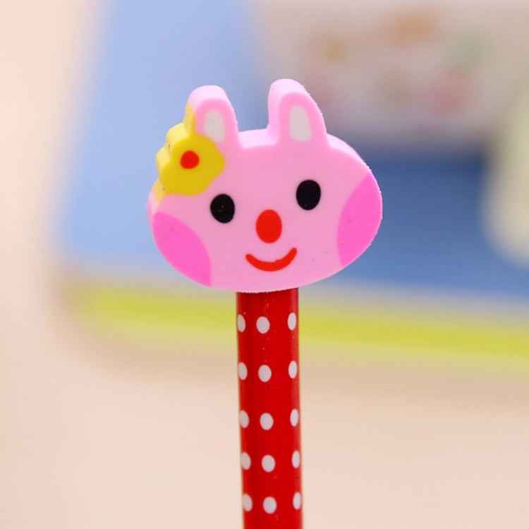 10pcs Creative Stationery Cartoon Animals Series Wooden HB Pencil with Eraser Children Pencils For Kids School Office Supply, Random Color Delivery