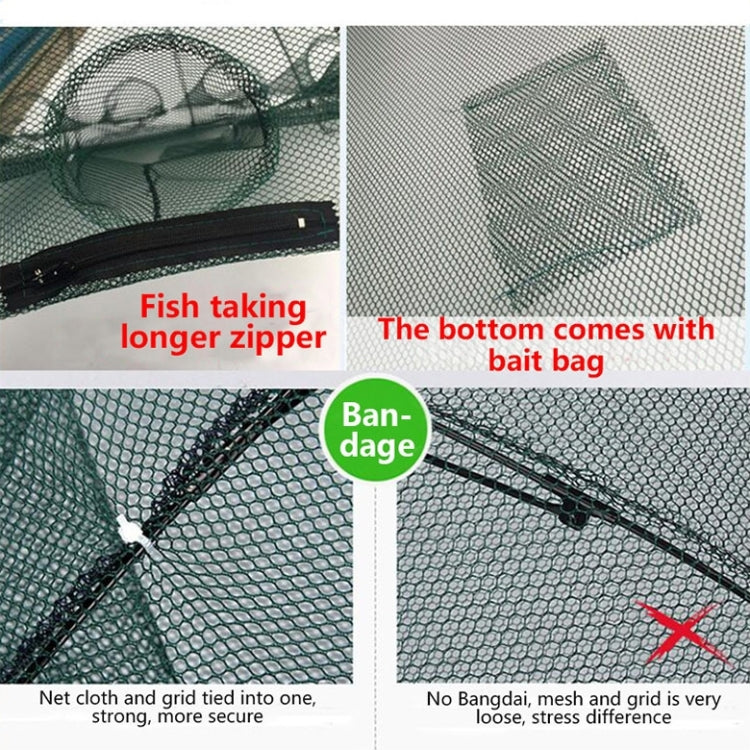 6 Holes Automatic Foldable Fishing Net Nylon Shrimp Crab Minnow Trap Fish Cast Net Fishing Tackle, 6 Holes