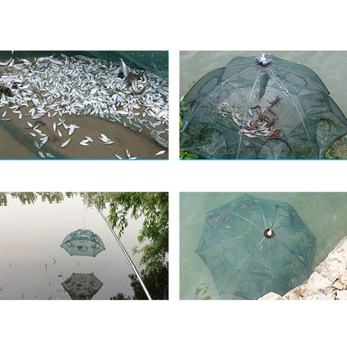 6 Holes Automatic Foldable Fishing Net Nylon Shrimp Crab Minnow Trap Fish Cast Net Fishing Tackle, 6 Holes