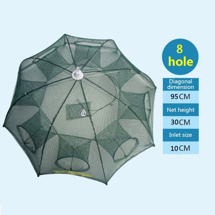 8 Holes Automatic Foldable Fishing Net Nylon Shrimp Crab Minnow Trap Fish Cast Net Fishing Tackle, 8 Holes