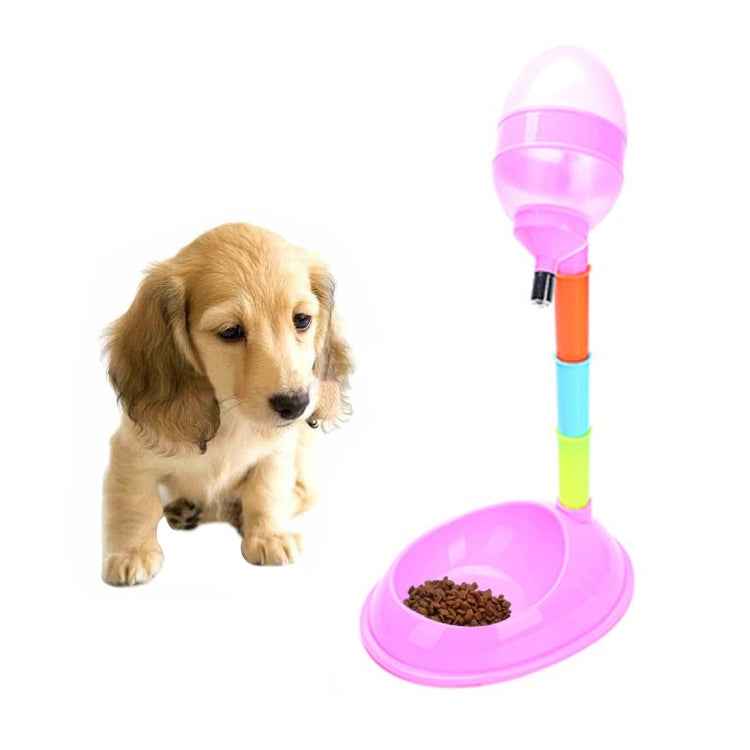 Pet Supplies Pet Dog Cat 2 in 1 Automatic Feeding & Watering Vertical Adjustable Rod Pet Water Food Feeder,Capacity: 600ML