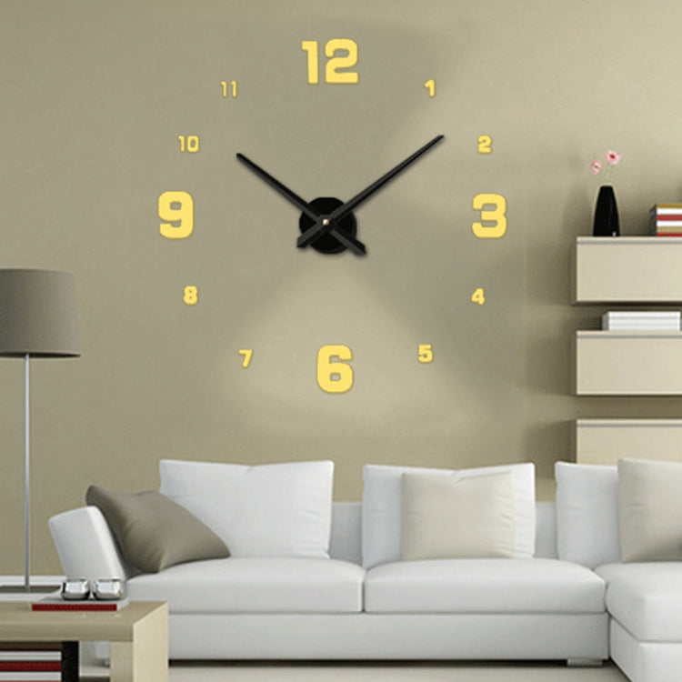 Bedroom Home Decoration Mirrored Number Frameless Large 3D DIY Wall Sticker Mute Clock, Size: 100*100cm, 3M005 (Black), 3M005 (Gold), 3M005 (Silver)