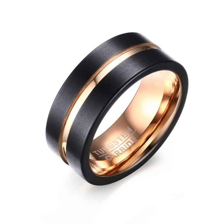 Europe and America Style Men Classic Ring Pure Tungsten Carbide Hand-brushed Rose Gold Plating Ring, Size: 7 Diameter: 17.4mm, Perimeter: 55mm