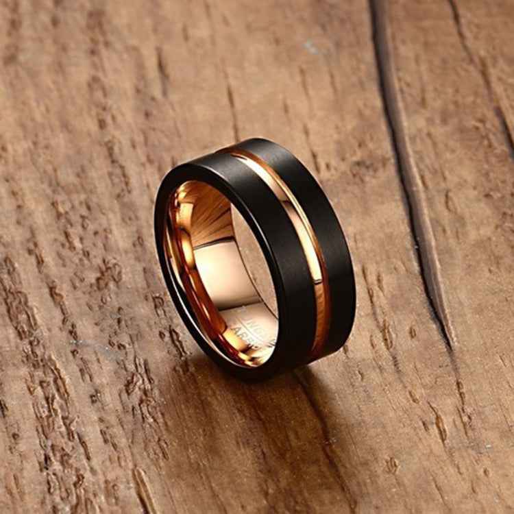 Europe and America Style Men Classic Ring Pure Tungsten Carbide Hand-brushed Rose Gold Plating Ring, Size: 12, Diameter: 21.5mm, Perimeter: 67.5mm