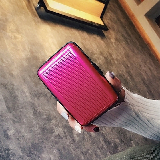 Estuche para tarjetas bancarias antimagnético de aleación de aluminio y resina ABS de alta calidad, con colores aleatorios.