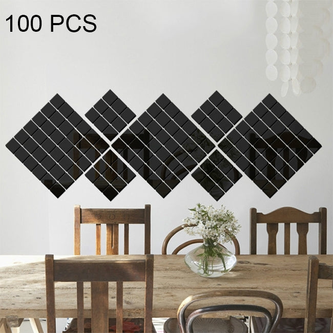 100 PCS Square Crystal Mosaic Mirror Acrylic Stereo Wall Stickers Creative Background Home Living Room Wall Sticker,Size:2*2cm, Size:2*2 Color:Gold, Size:2*2 Color:Silver, Size:2*2 Color:Black