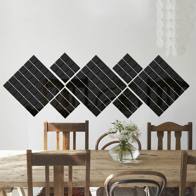 100 PCS Square Crystal Mosaic Mirror Acrylic Stereo Wall Stickers Creative Background Home Living Room Wall Sticker,Size:2*2cm, Size:2*2 Color:Black, Size:2*2 Color:Gold, Size:2*2 Color:Silver