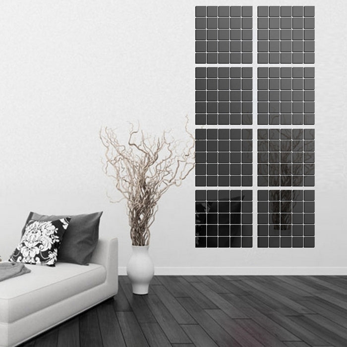 100 PCS Square Crystal Mosaic Mirror Acrylic Stereo Wall Stickers Creative Background Home Living Room Wall Sticker,Size:2*2cm, Size:2*2 Color:Black, Size:2*2 Color:Gold, Size:2*2 Color:Silver