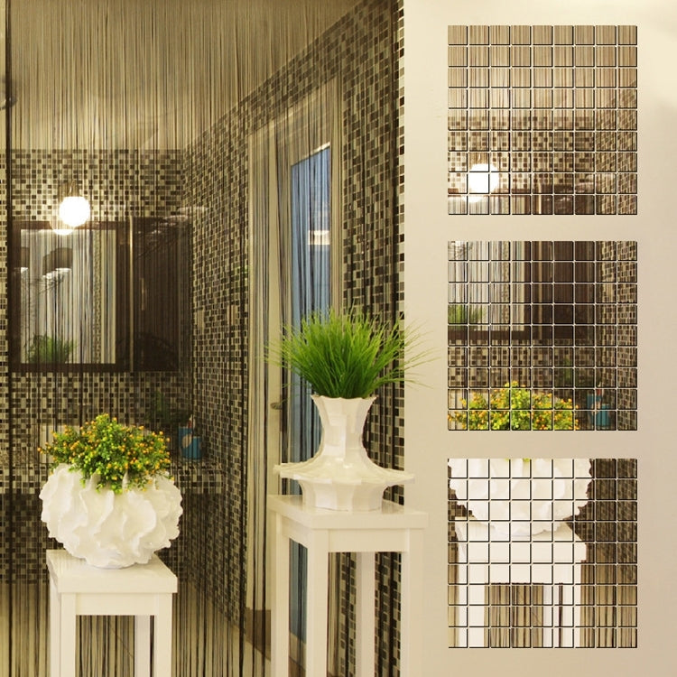 100 PCS Square Crystal Mosaic Mirror Acrylic Stereo Wall Stickers Creative Background Home Living Room Wall Sticker,Size:2*2cm, Size:2*2 Color:Black, Size:2*2 Color:Gold, Size:2*2 Color:Silver