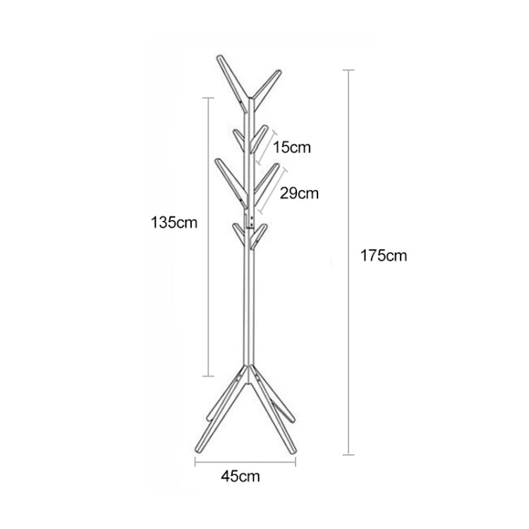 Creative Tree-shaped Solid Wood Floor Hatstand Clothes Hanging Rack,Size: 175x45x45cm, 175x45x45cm (Dark Coffee), 175x45x45cm (White), 175x45x45cm (Wood)