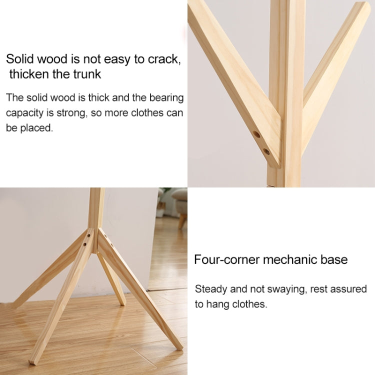 Creative Tree-shaped Solid Wood Floor Hatstand Clothes Hanging Rack,Size: 175x45x45cm, 175x45x45cm (Dark Coffee), 175x45x45cm (White), 175x45x45cm (Wood)