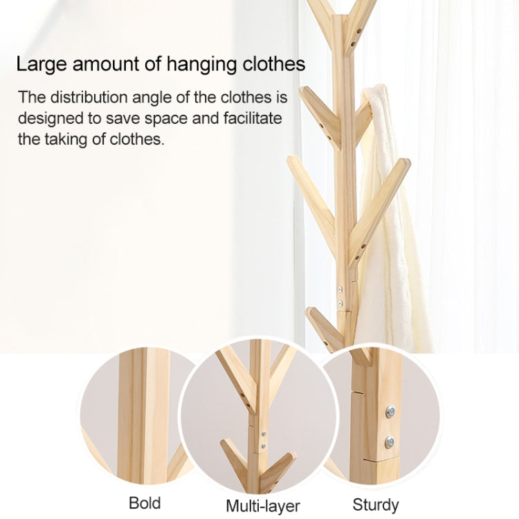 Creative Tree-shaped Solid Wood Floor Hatstand Clothes Hanging Rack,Size: 175x45x45cm, 175x45x45cm (Dark Coffee), 175x45x45cm (White), 175x45x45cm (Wood)