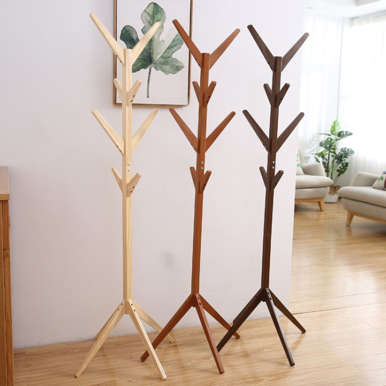 Creative Tree-shaped Solid Wood Floor Hatstand Clothes Hanging Rack,Size: 175x45x45cm, 175x45x45cm (Dark Coffee), 175x45x45cm (White), 175x45x45cm (Wood)