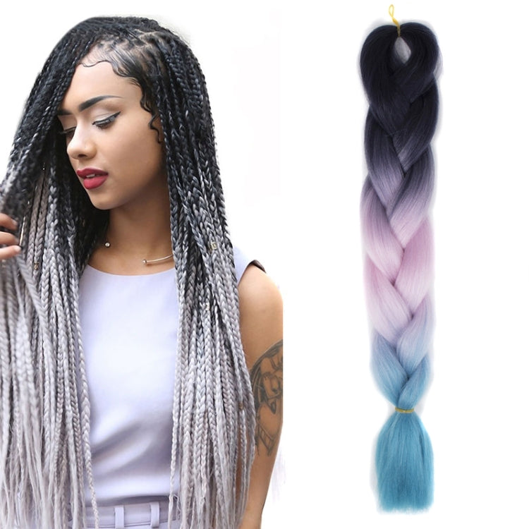 Fashion Color Gradient Individual Braid Wigs Chemical Fiber Big Braids, Length: 60cm(18Navy Blue+Sky Blue), 01, 02, 03, 06, 08, 15, 16, 17, 18, 26, 27, 28, 29, 54, 59