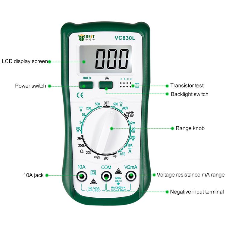 BEST-VC830L Professional Repair Tool Pocket Digital Multimeter