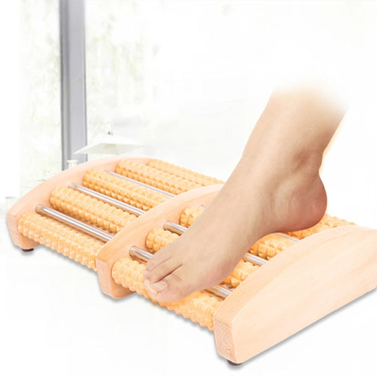 Thickened Large Non-slip Five-row Solid Wood Roller Foot Massager