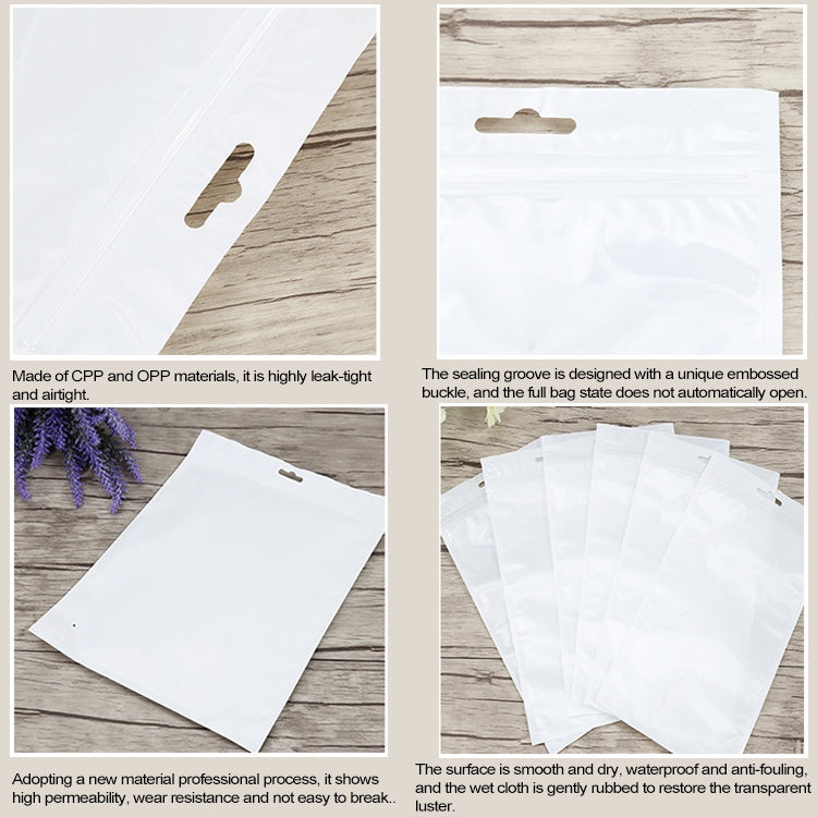 100 PCS 15cm x 21cm Hang Hole Clear Front White Pearl Jewelry Zip Lock Packaging Bag, Custom Printing and Size are welcome, 15*21cm
