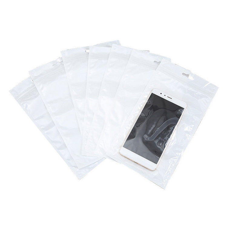 100 PCS 22cm x 30cm Hang Hole Clear Front White Pearl Jewelry Zip Lock Packaging Bag, Custom Printing and Size are welcome, 22*30cm
