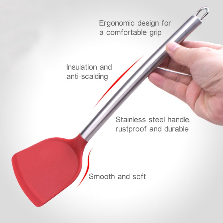 kn605 Stainless Steel Handle Silicone Slice High Temperature Resistance Cooking Slice, Black, Grey, Red