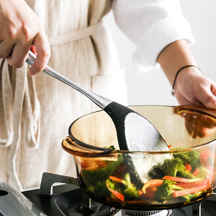 kn605 Stainless Steel Handle Silicone Slice High Temperature Resistance Cooking Slice, Black, Grey, Red