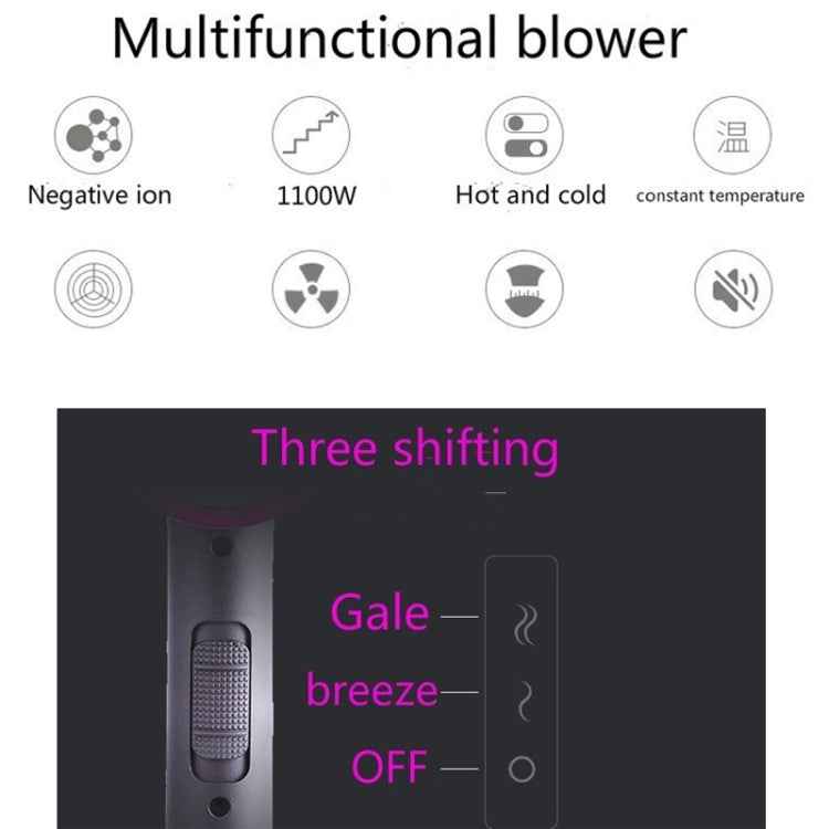 Household High-power Silent Blow Dryer,Constant Temperature Hot and Cold Negative Ion Hair Drier, EU Plug