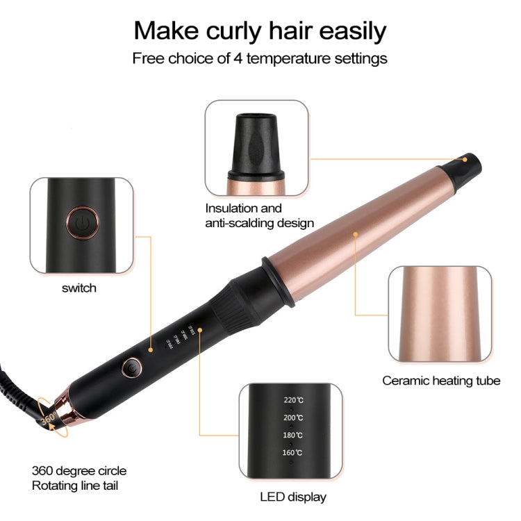 1-1.5 inch Conical Ceramic Hair Curler with Heat-resistant Gloves , UK Plug, UK Plug