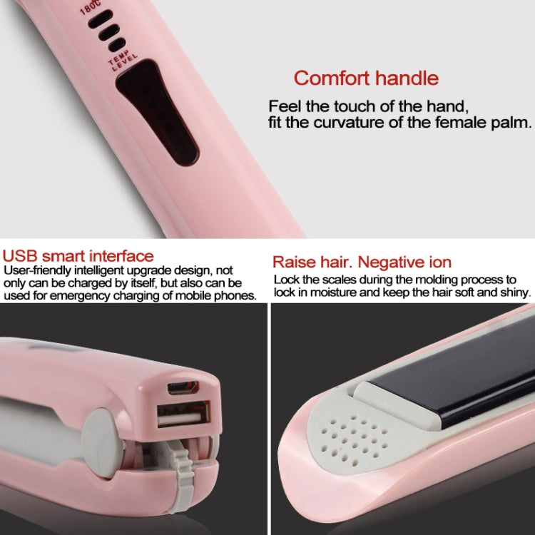 Wireless Mini USB Rechargeable Hair Straightener Hair Curler Double Purpose Hair Splint