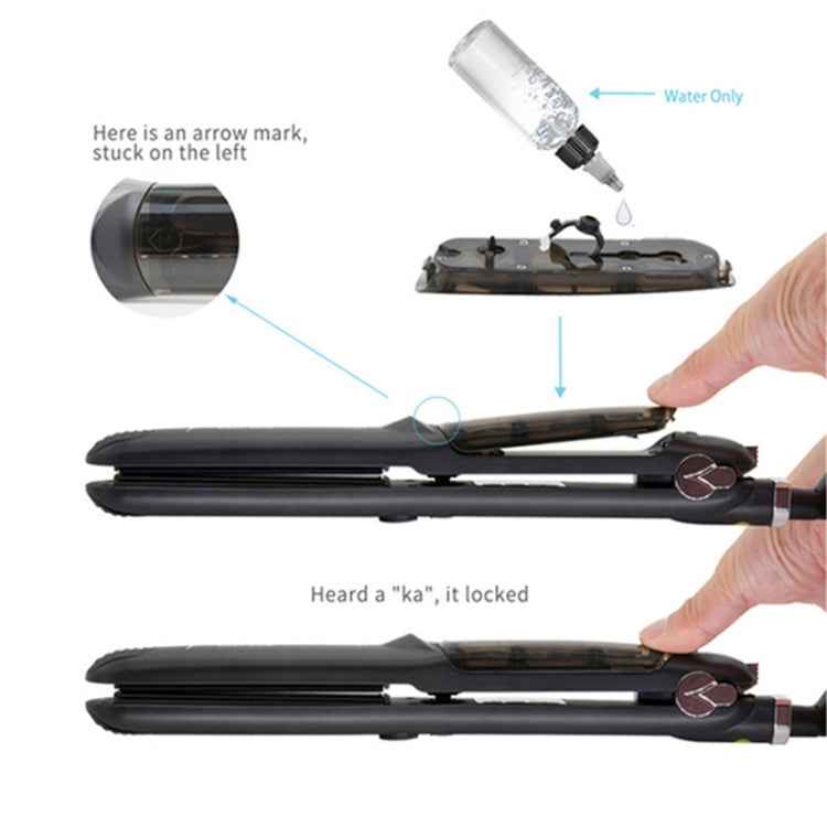 Steam Spray Electric Splint Hair Straightener with Plastic Bottle , US Plug