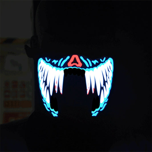 Máscara de Halloween FG-MA-02 con control de voz, luz fría LED, máscara de terror para cosplay, FG-MA-02