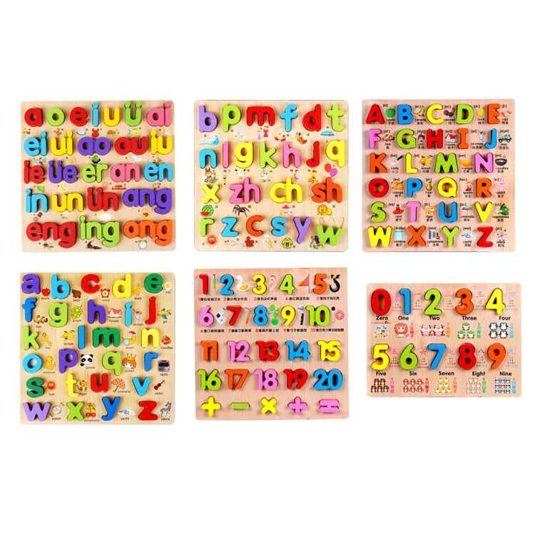 Baby Kids Wooden Puzzles Toys Educational Jigsaw Board Puzzle Toys Cognitive Plate(0-9 Arabic Numerals), 26 Minuscules Style, vowel Style, 0~19 numbers Style, 26 majuscule Style, 0~9 numbers Style