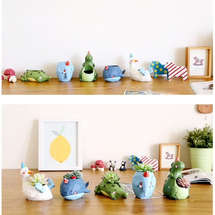 Lovely Home Garden Office Resin Cartoon Animal Whale Shaped Plant Flower Pot Decoration Animal Flower Pots Planter, Whale