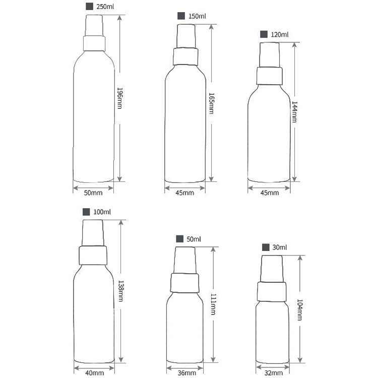 Refillable Glass Fine Mist Atomizers Aluminum Bottle, 50ml