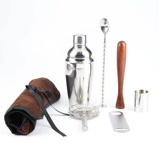 Ensemble d'outils 7 en 1 pour shaker à vin et cocktail en acier inoxydable avec sac en tissu, capacité : 350 ml, 350 ml
