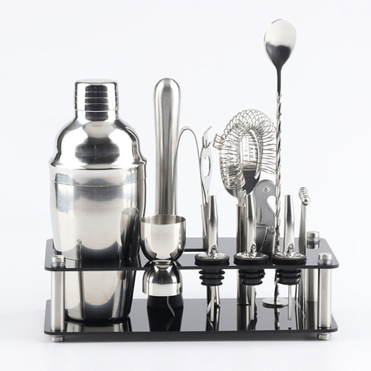 Juego de coctelera 18 en 1 con soporte acrílico, capacidad: 750 ml, 750 ml
