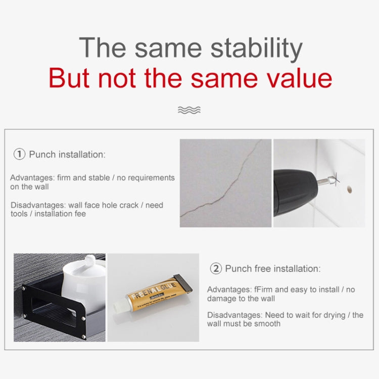 60cm Kitchen Multi-function Wall Hanging Holder Seasoning Storage Rack, 60cm(Black)