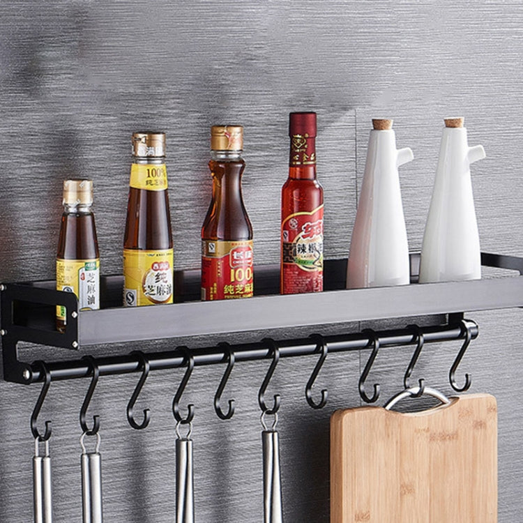 Support mural multifonction de cuisine, 70 cm, 10 crochets, pour assaisonnements, 70 cm, 10 crochets (noir)