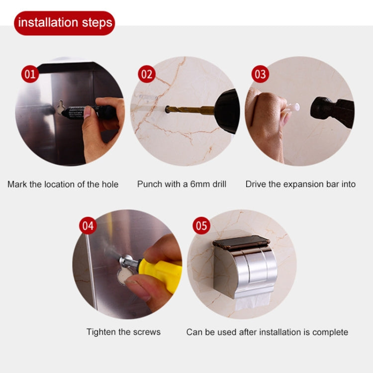 K8 304 Stainless Steel Bathroom Wall-mounted Waterproof Bright Light Paper Towel Roll Holder, K8