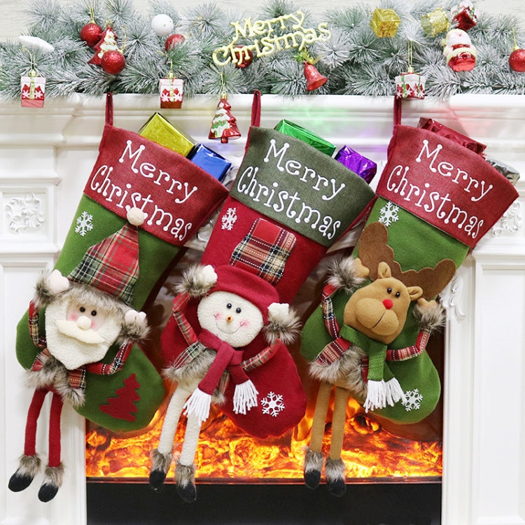 Christmas Ornament Decoration Merry Christmas Christmas Stocking Gift Bag Pendant, Elk, Snowman, Santa Claus