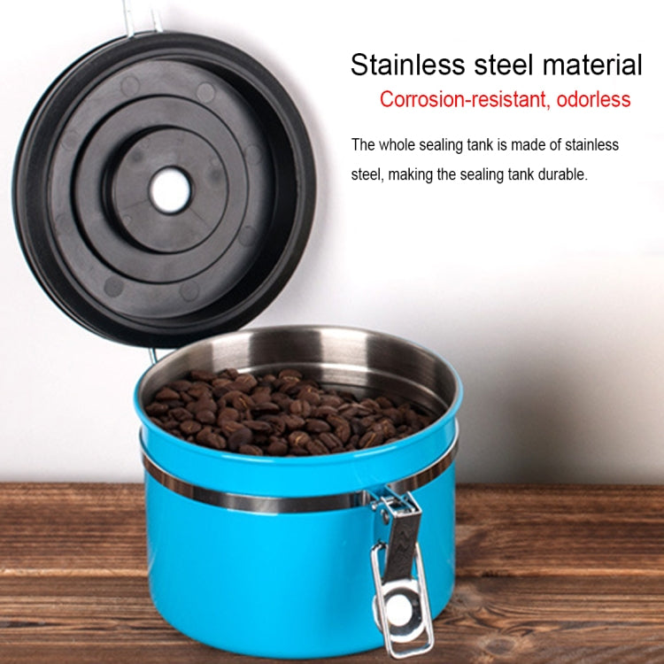 800ml Stainless Steel Sealed Food Coffee Grounds Bean Storage Container with Built-in CO2 Gas Vent Valve & Calendar
