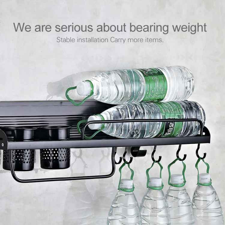 A Version 80cm 2 Cups 10 Hooks Kitchen Multi-function Wall-mounted Condiment Storage Rack