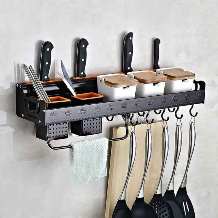 C Version 60cm 2 Cups 10 Hooks Kitchen Multi-function Wall-mounted Condiment Storage Rack